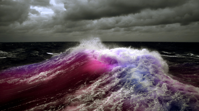 photo manipulation, sea, colorful, waves, water