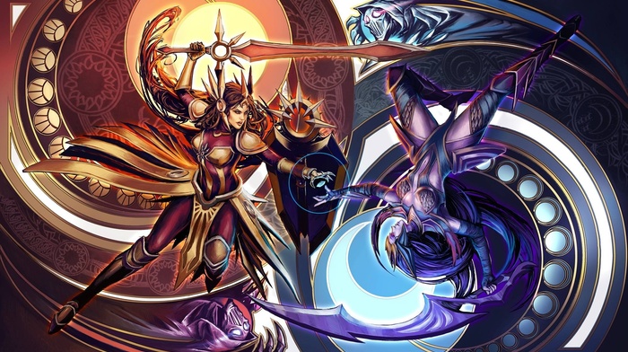 League of Legends, Diana, artwork, girl, fighting