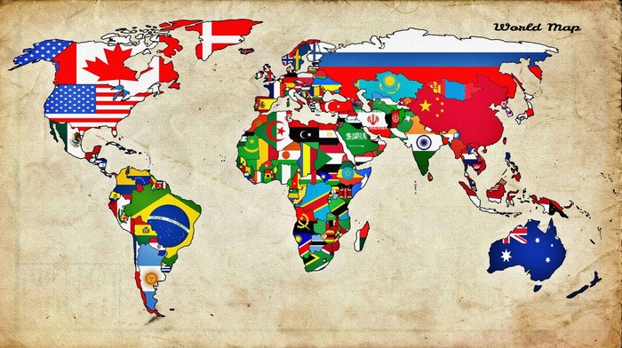 map, flag, countries, world