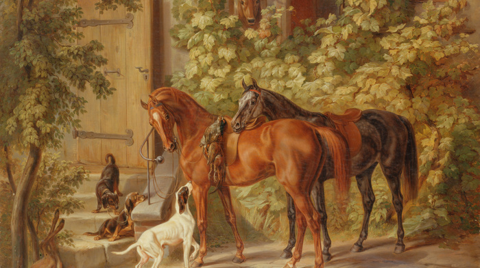 animals, painting, horses