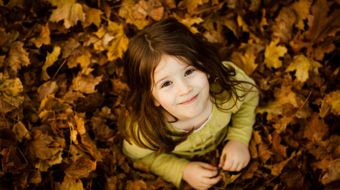 children, girlie, smiling, autumn, mood