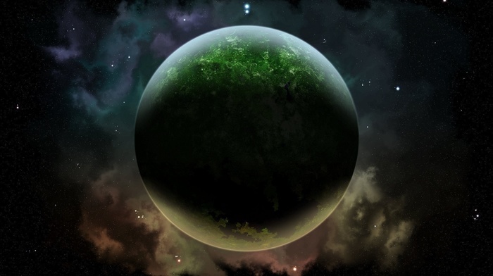 space, planet, stars