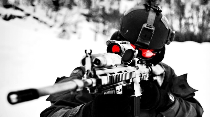 winter, gun