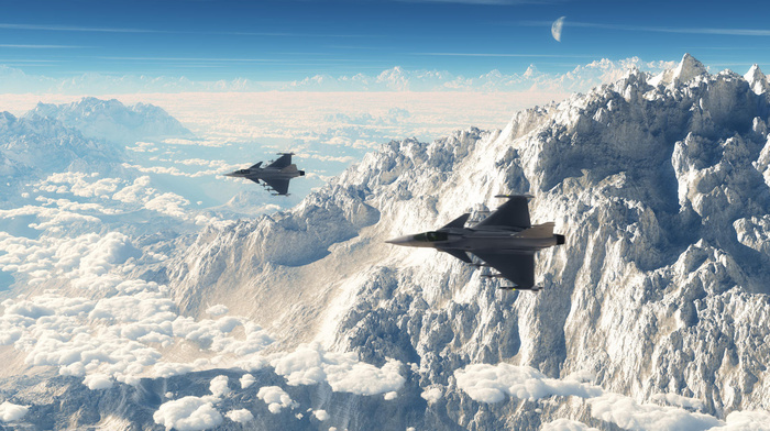 mountain, aircraft, sky