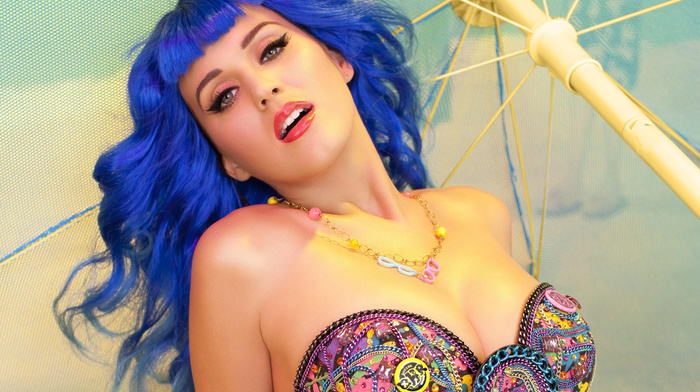 blue hair, Katy Perry, girls