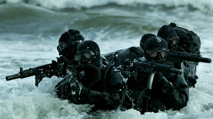 gun, waves, sea