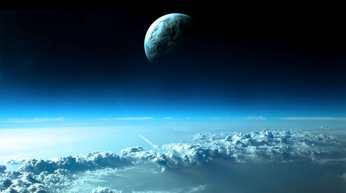 planet, clouds, atmosphere, space