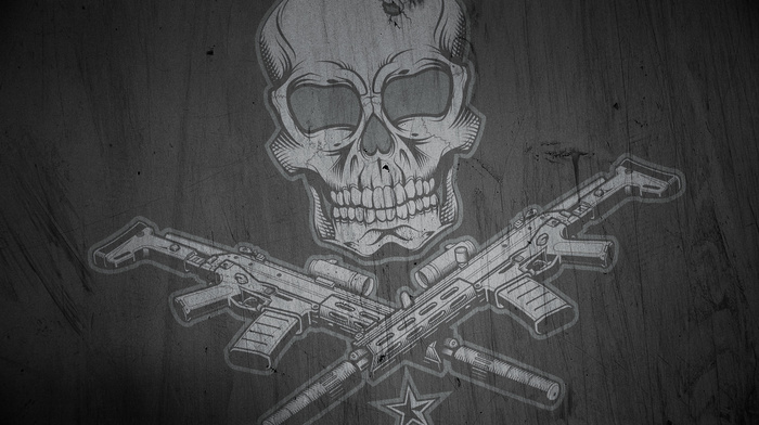 star, gun, skull