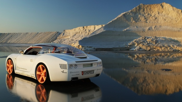 cars, reflection, water, ice