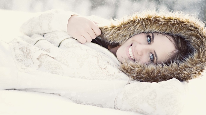 girls, snow, smiling