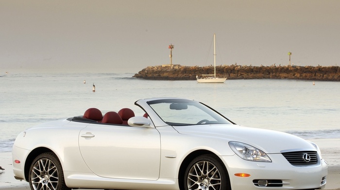 yacht, white, cars