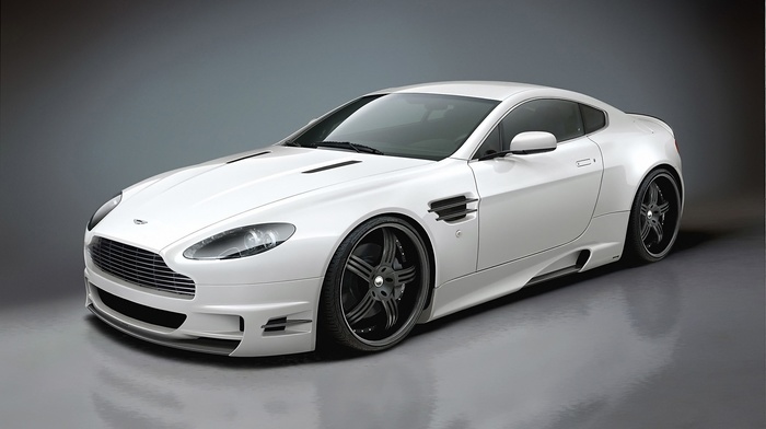 Aston Martin, white, tuning, reflection, cars