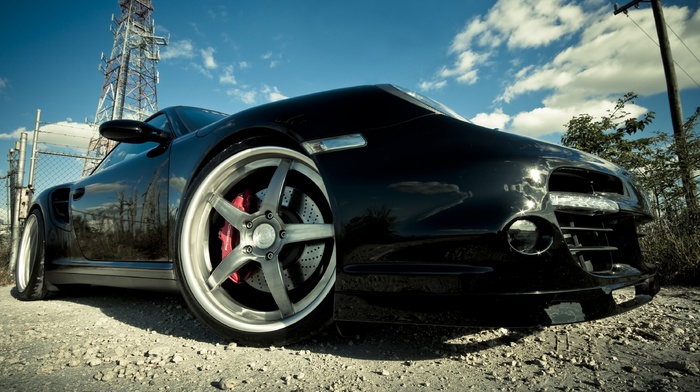 Porsche, wheels, black, cars