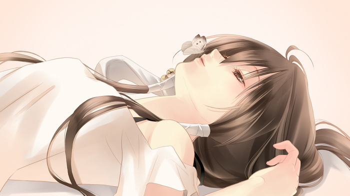 girl, anime, butterfly