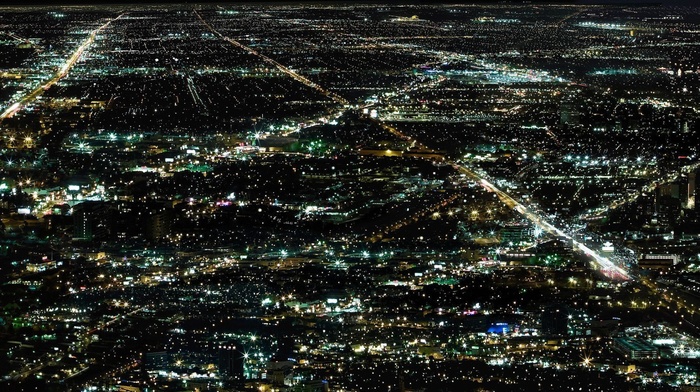 lights, night, aerial view, cityscape