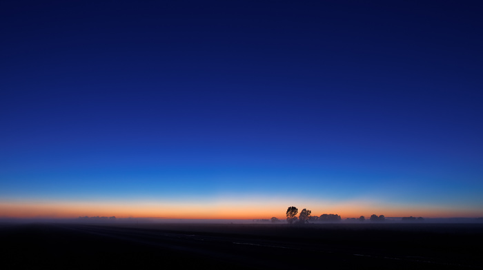 sky, sunrise, horizon, trees, nature