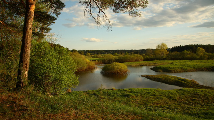 river, nature, sky, rest