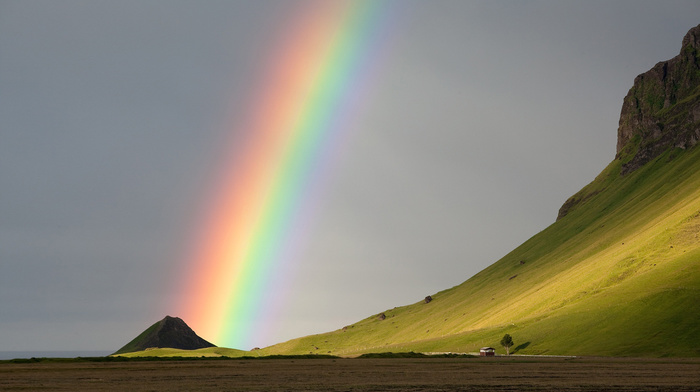 rainbow, nature, mountain, Iceland