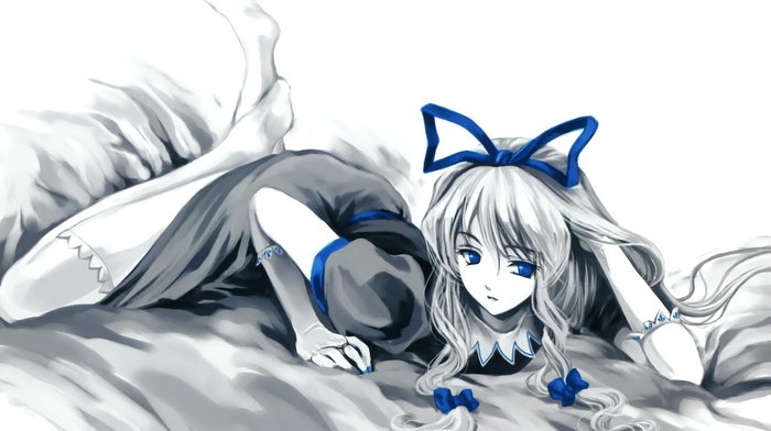 anime girls, Yakumo Yukari, blue, ink wash, anime