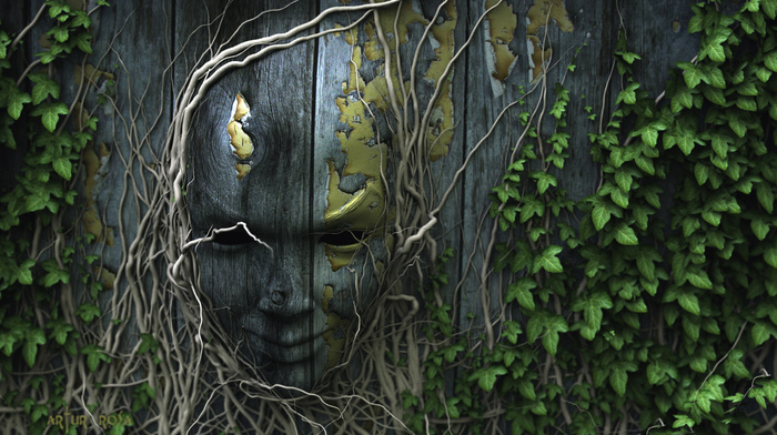 nature, 3D, face, fence