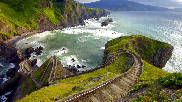 nature, coast, road, rocks, sea