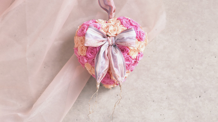 flowers, girl, bouquet, heart