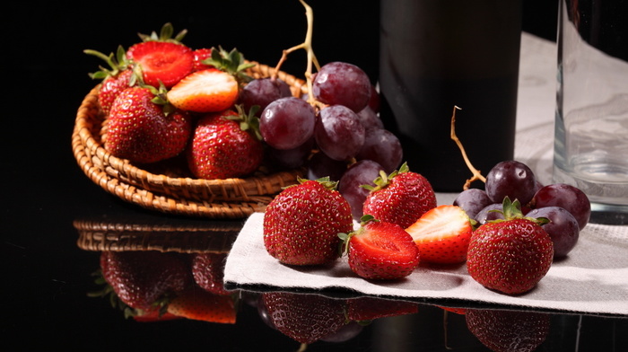 berries, delicious, strawberry, grapes