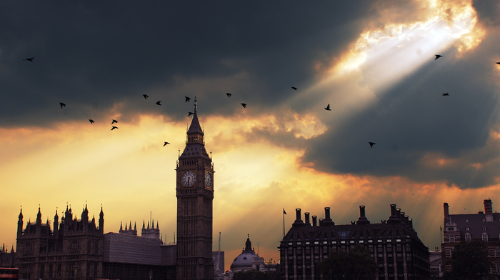 cities, London, sunset