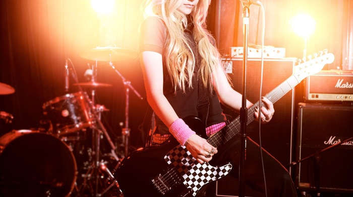 guitar, blonde, girls, Avril Lavigne