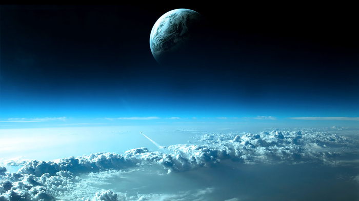 sky, planet, space, clouds