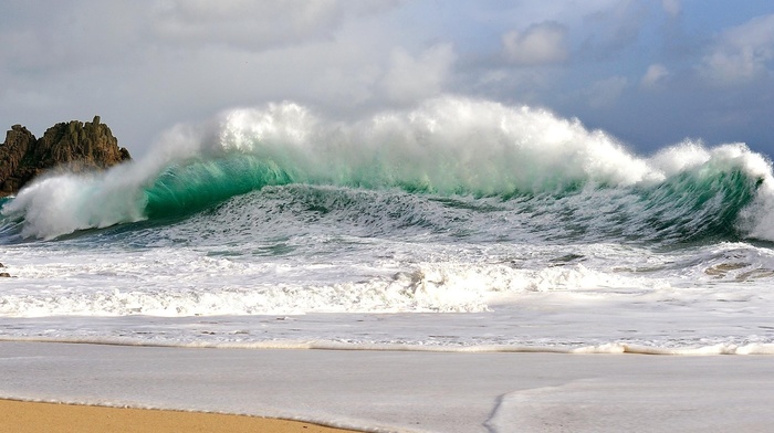 nature, coast, sand, sea, waves