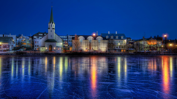 ice, winter, Iceland, cities