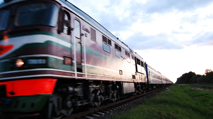 sky, evening, train