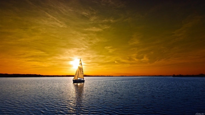 yacht, sunset, sky, sea, summer