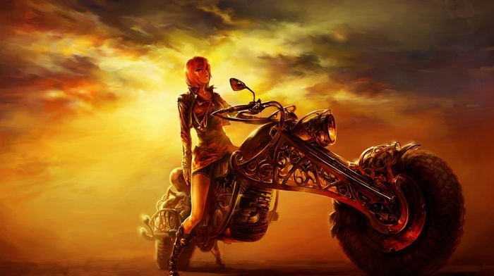 girl, fantasy, bike