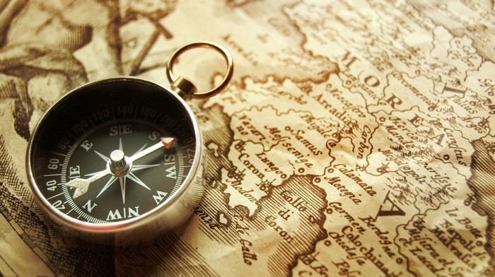 old, vintage, map, drawing, compass