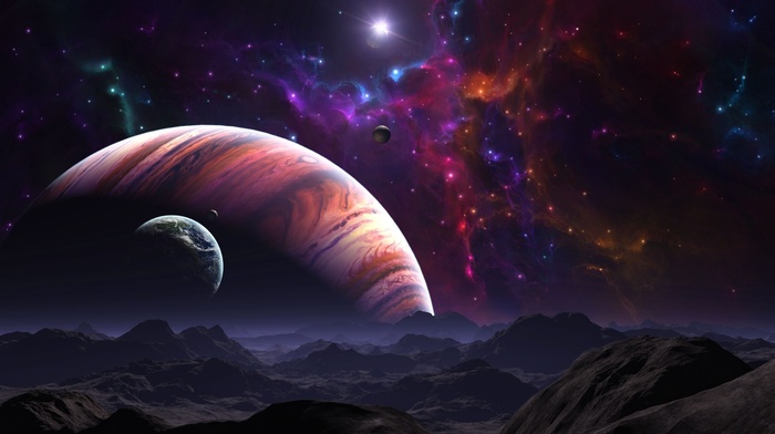stars, planet, space