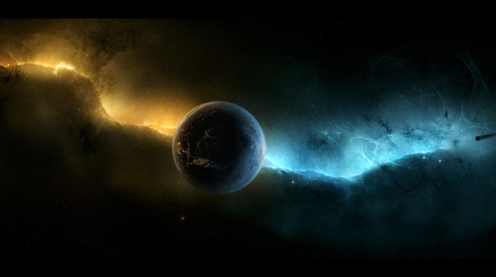 space, planet, stars