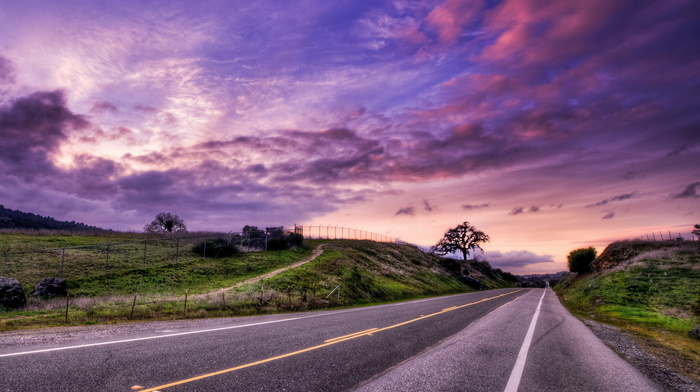 landscape, road, HDR, sunset, nature