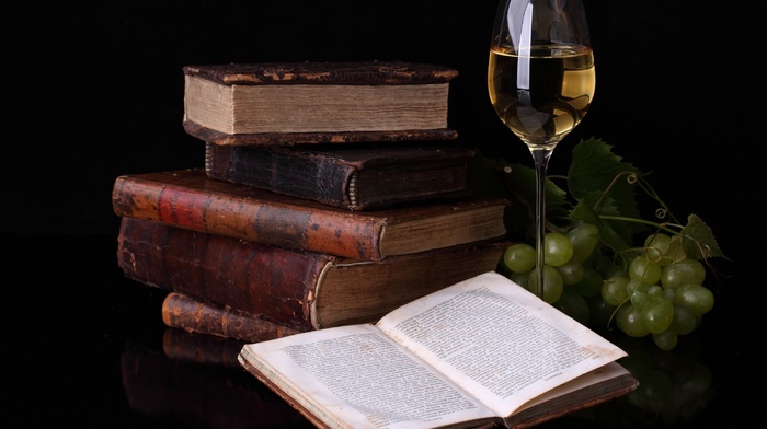 table, wine, stunner, books