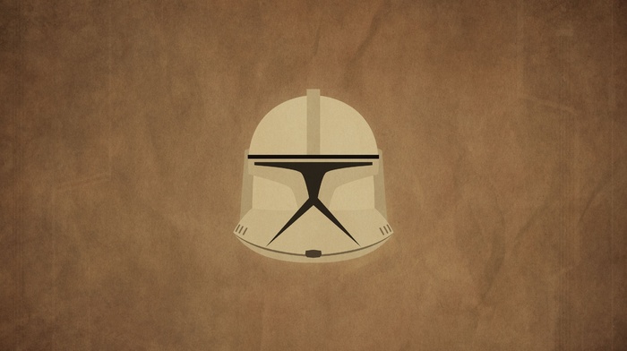 minimalism, Star Wars, clone trooper, helmet, brown background, movies