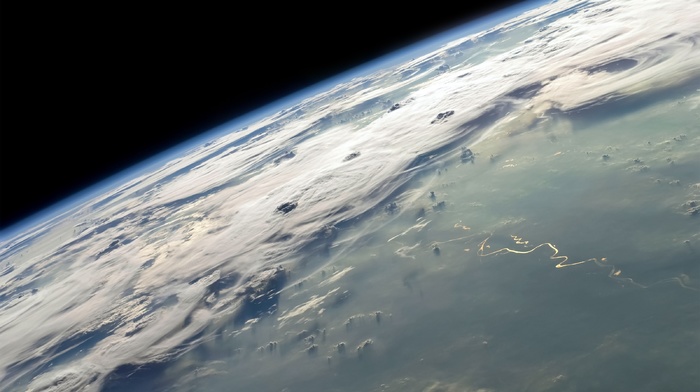 space, atmosphere, clouds, river, planet