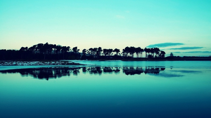 water, blue, landscape, sea, trees