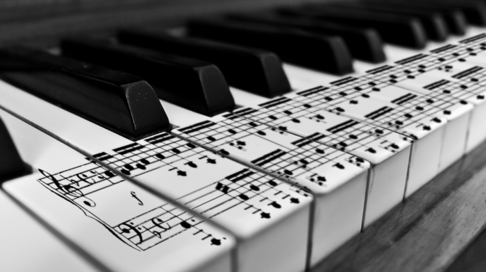 music, black and white, piano