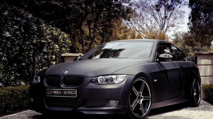 trees, bmw, BMW, cars, black