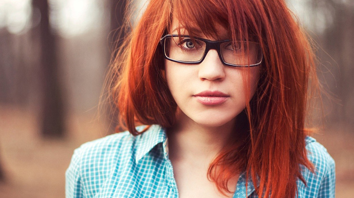 shirt, glasses, girl, red hair, girls