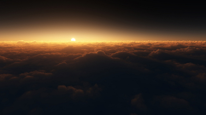 nature, clouds, night, Sun, sunset