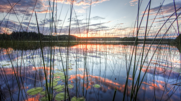 sky, nature, lake, reflection
