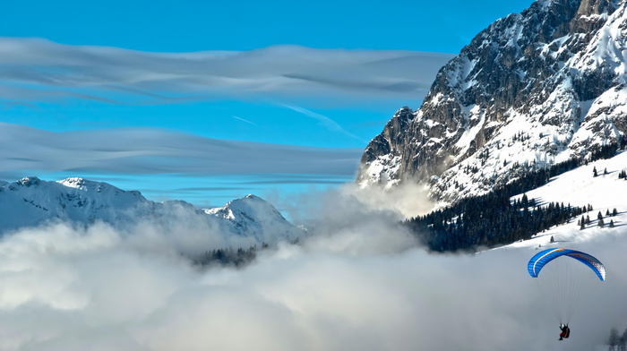 mountain, sky, clouds, sports