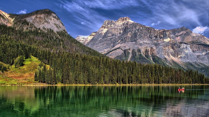 nature, sky, landscape, trees, mountain, lake